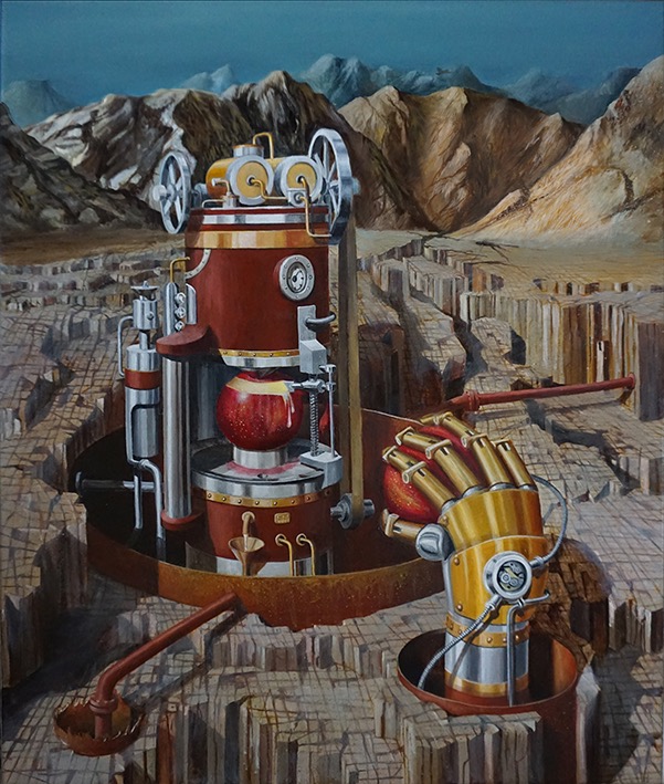 Apfelhandwerk in Mondlandschaft