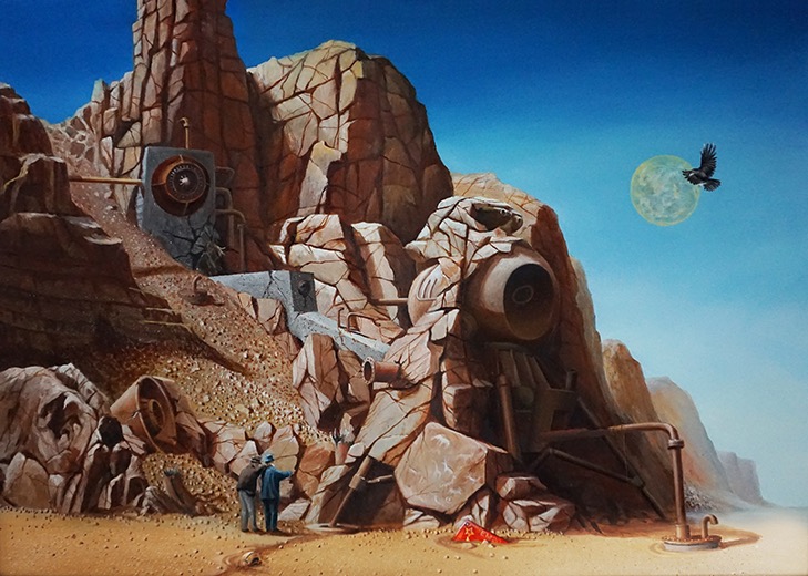 Zwei Männer in Betrachtung eines Artefakts